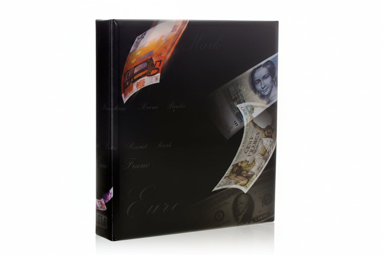ARTline banknote album with currency designs on a white background