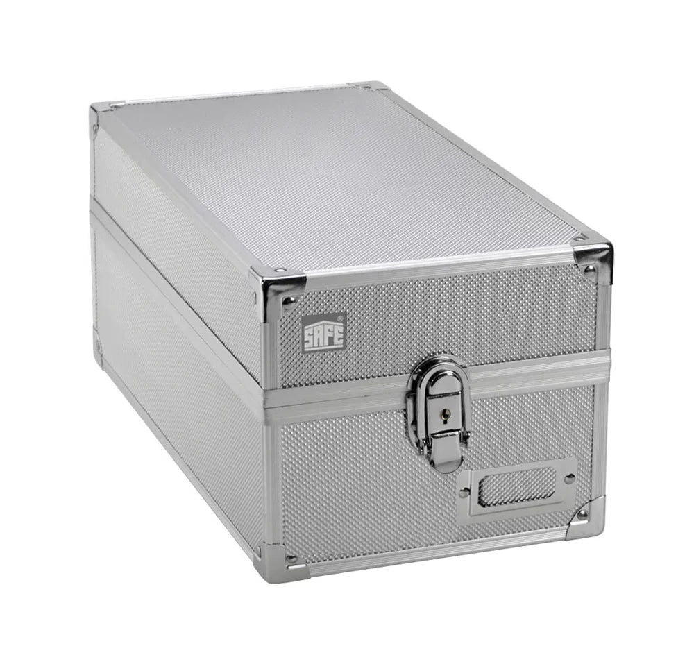 Aluminum case with flat lid and latch/lock.