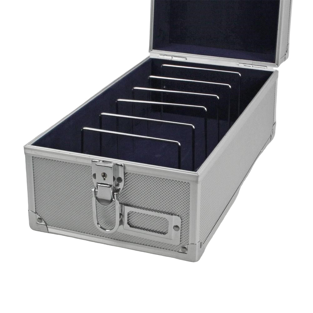 Aluminum case with latch and metal dividers