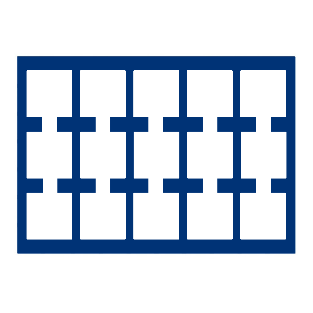 Blue grid pattern illustrated representing the coin tray layout on a white background
