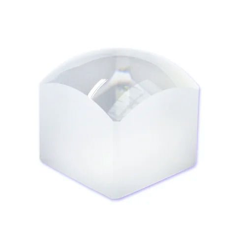 Clear solid glass bright field dome on a white background