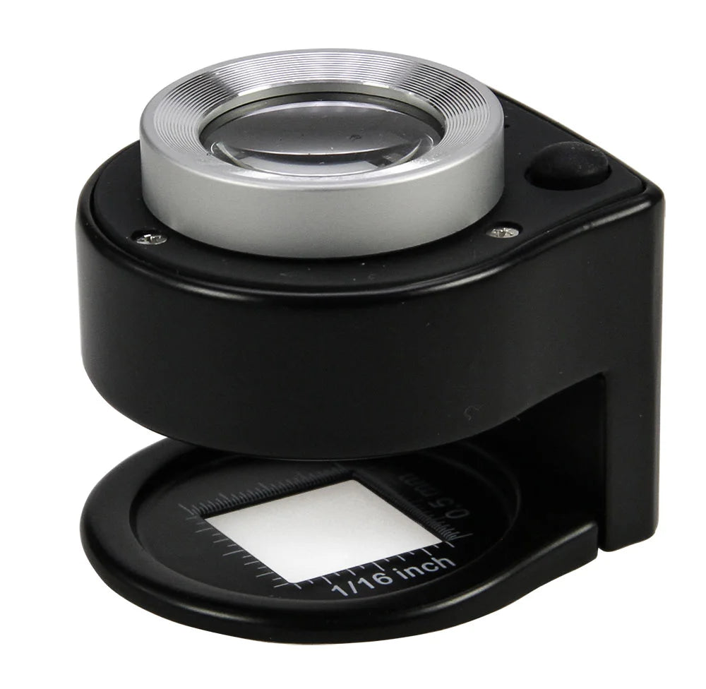 Hands-free digital magnifier with measuring scale on a white background