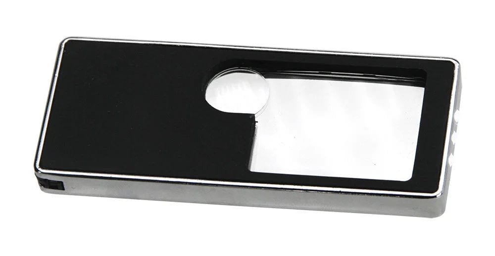 Black rectangle magnifying glass with two lenses, and UV / LED lights
