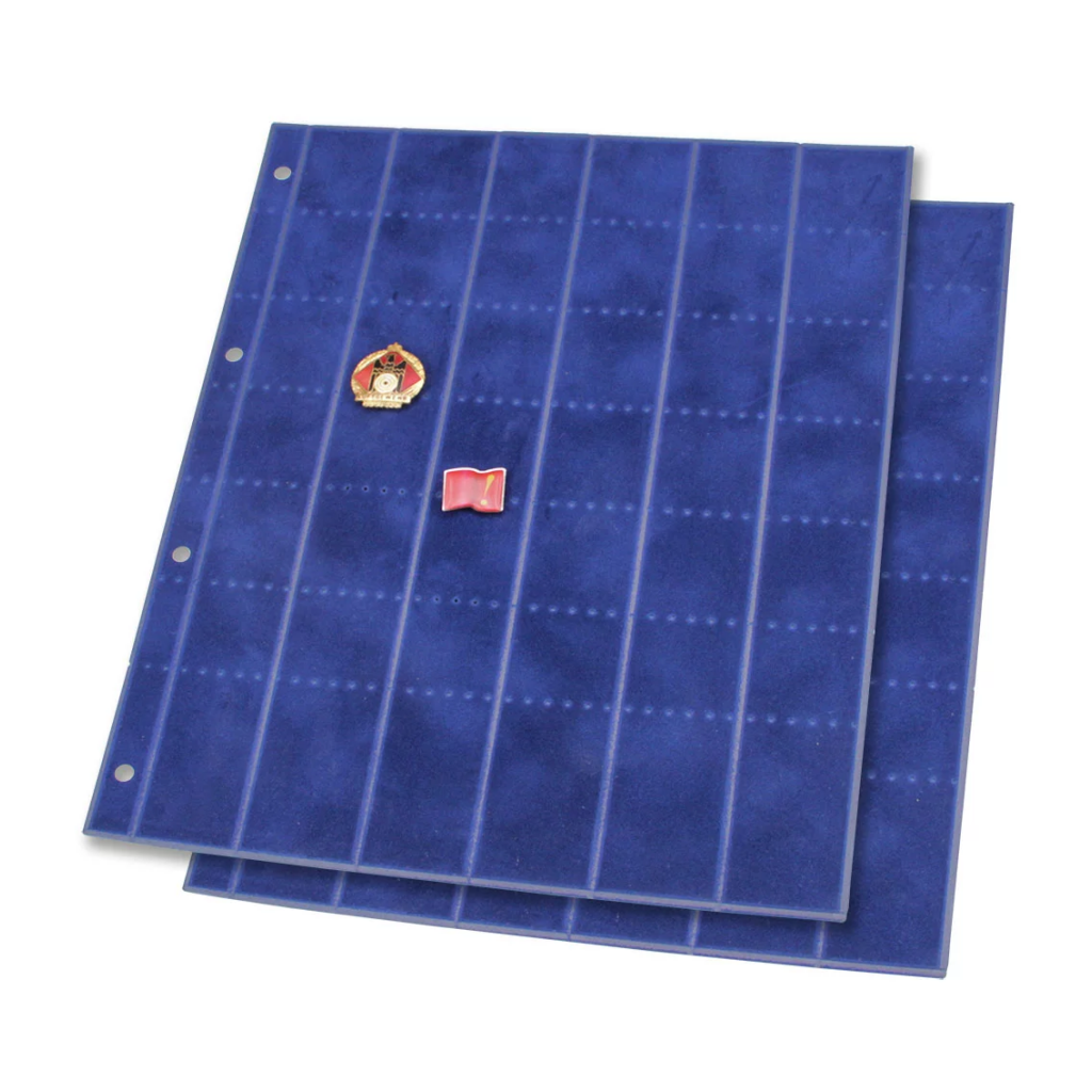 2 velvet pin pages with grid markings on a white background