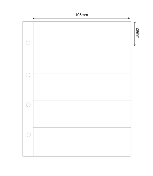 llustration representing a white album page with the pocket dimensions on a white background