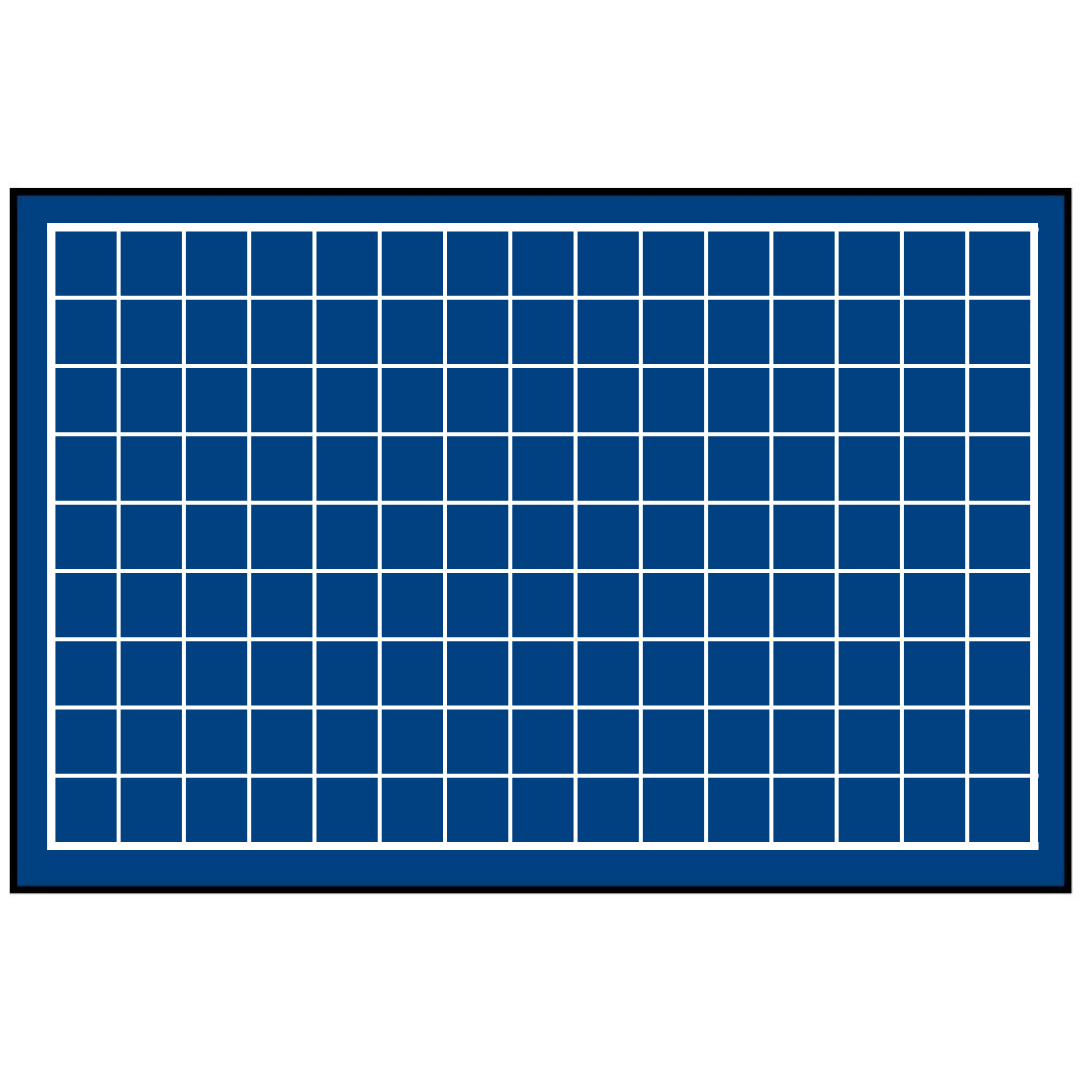 Blue grid pattern representing the coin tray layout on a white background