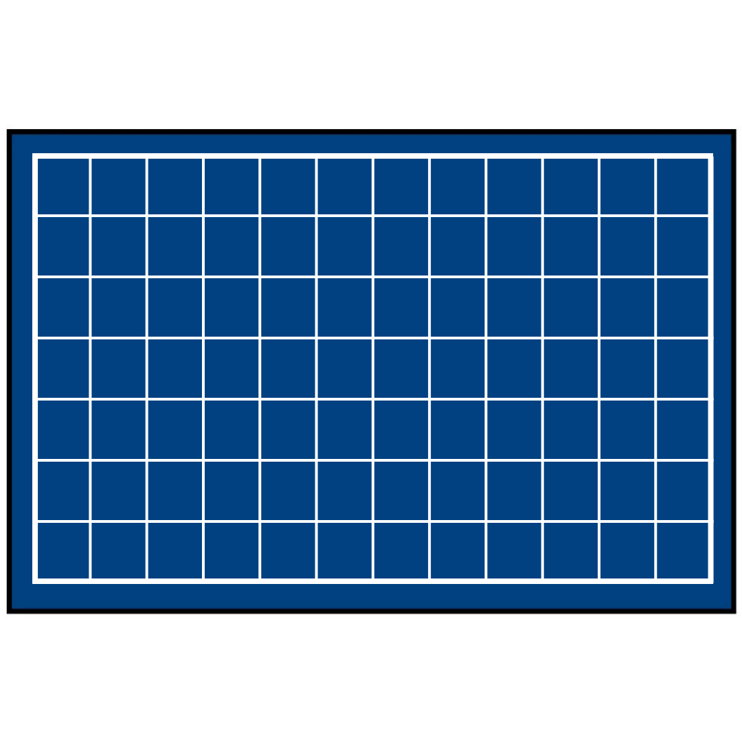 Blue grid pattern representing the coin tray layout on a white background