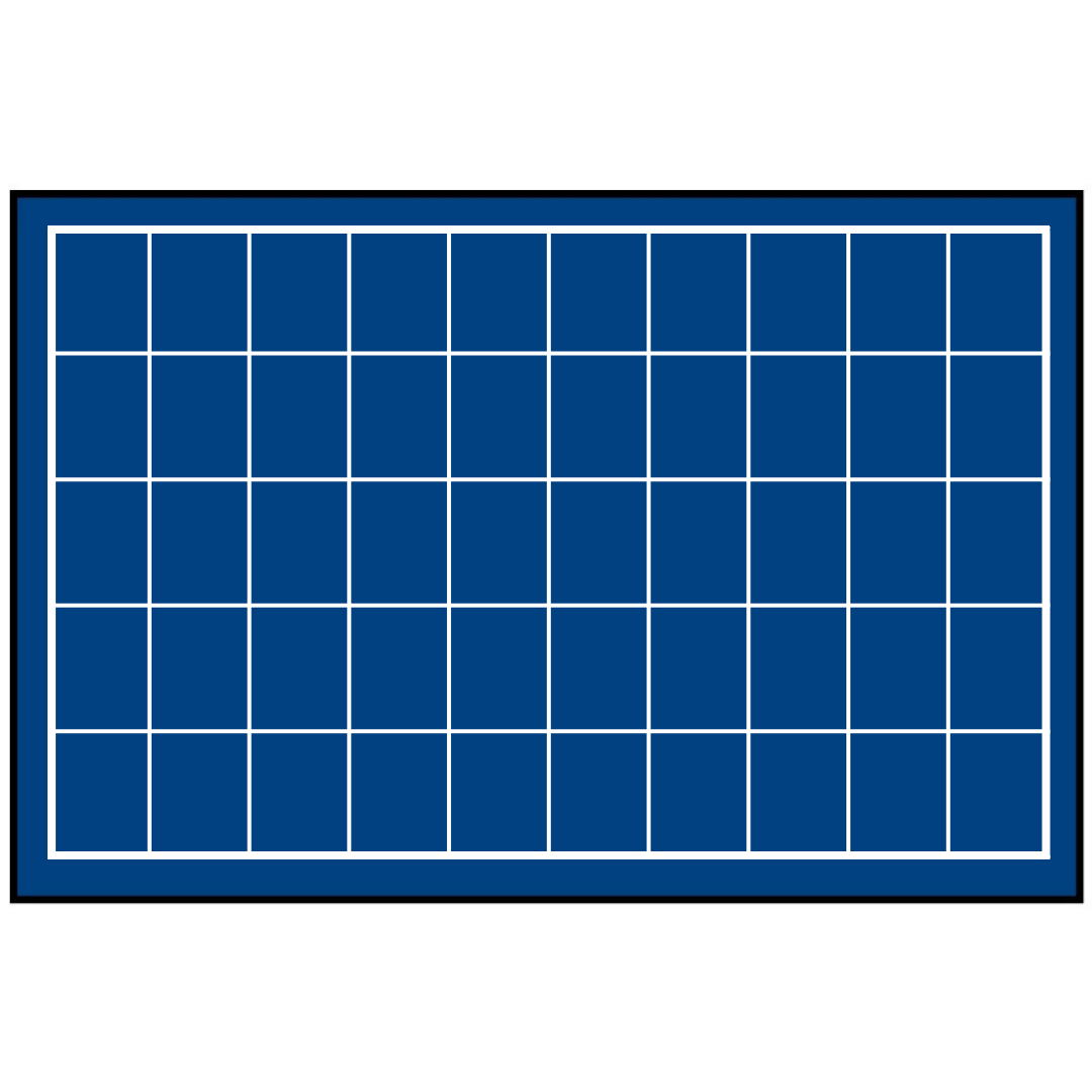 Blue grid pattern representing the coin tray layout on a white background