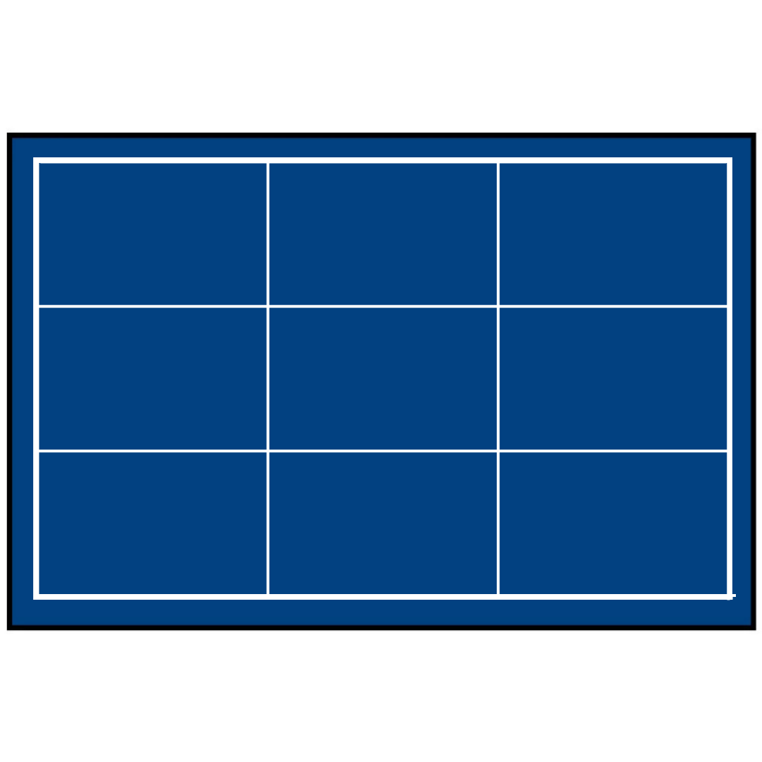 Blue grid pattern representing the coin tray layout on a white background