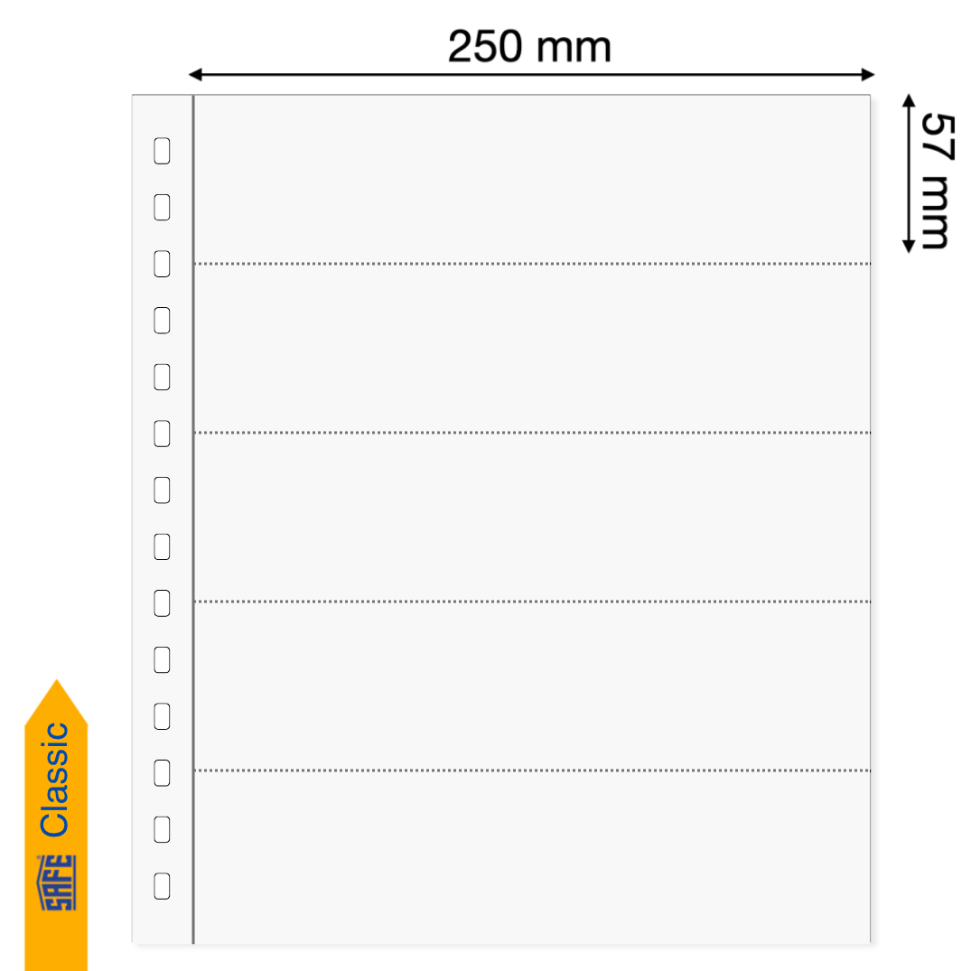 Illustration representing a white album page with the pocket dimensions on a white background