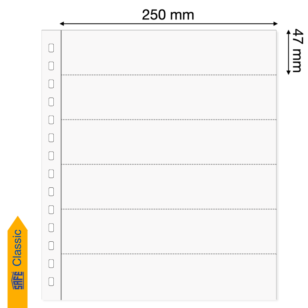 Illustration representing a white album page with the pocket dimensions on a white background