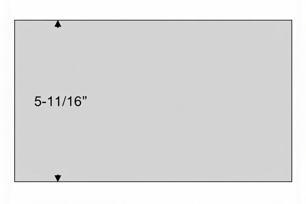 Light grey illustration representing a stamp approval card with the pocket dimensions on a white background