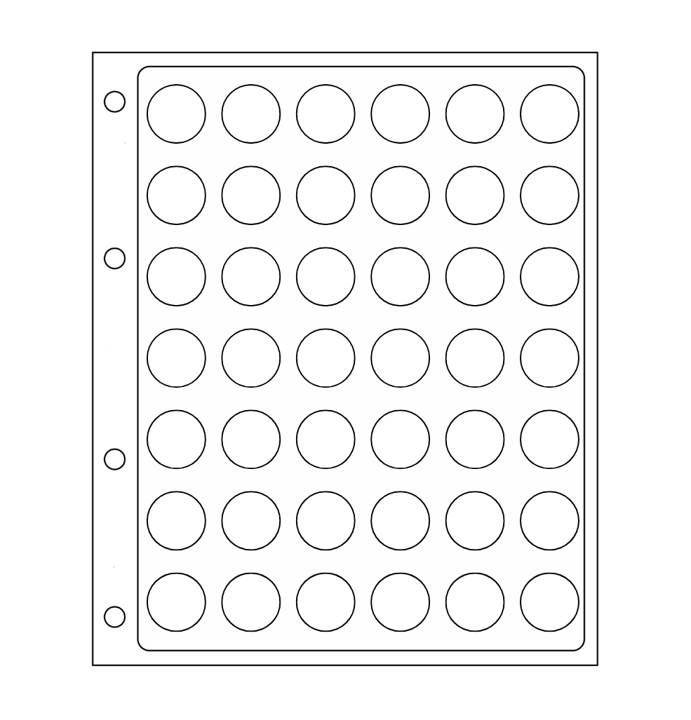 Illustration representing a transparent album page for bottle caps on a white background