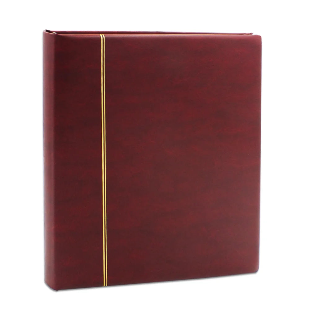 Red collector album with a gold embossing on a white background