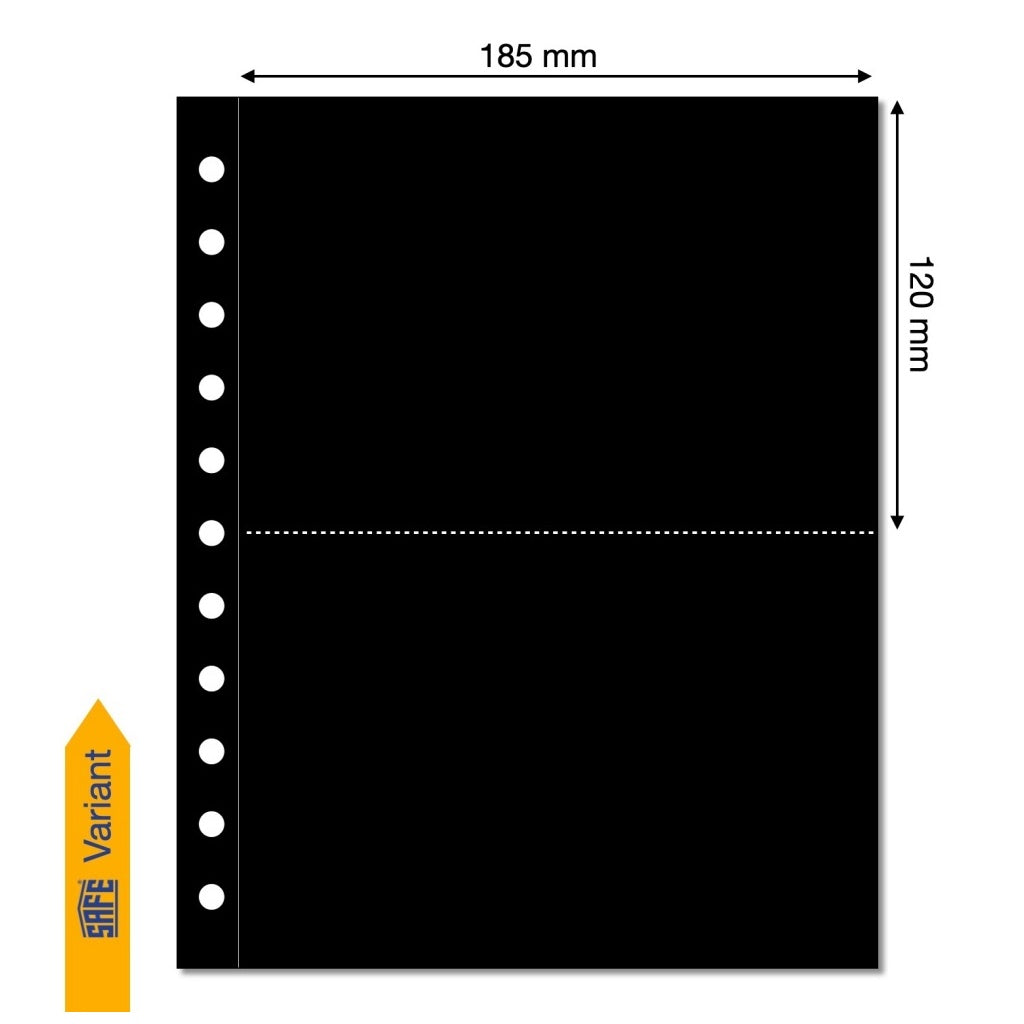 Illustration representing a black album page with pocket dimensions on a white background