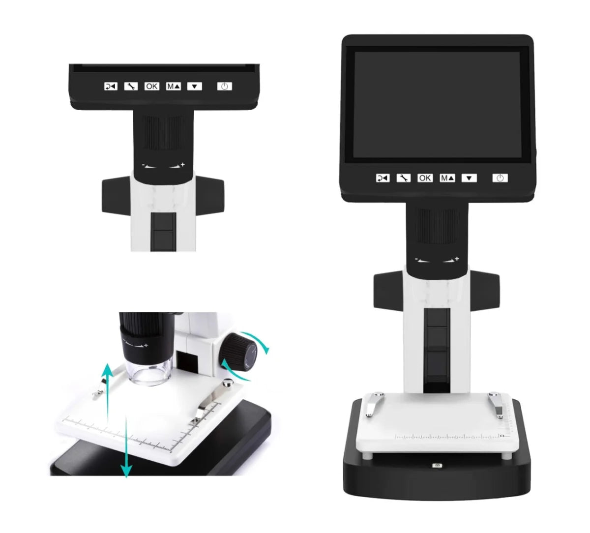 Digital microscope with screen on a white background