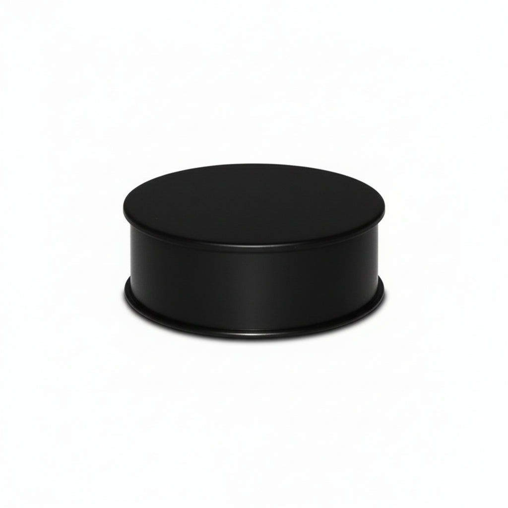 Black round magnifier protective case on a white background