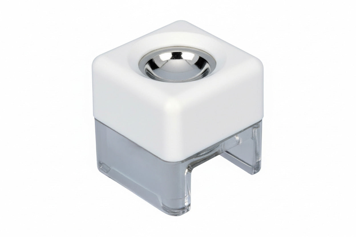 White stand magnifier with two legs on a white background