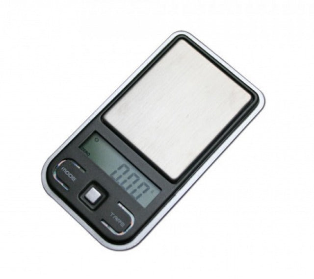 Digital pocket scale on a white background