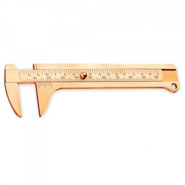 Gold-colored coin caliper on a white background