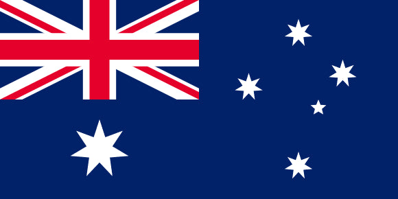 Flag of Australia: Blue background, union jack in the top left corner, and white stars