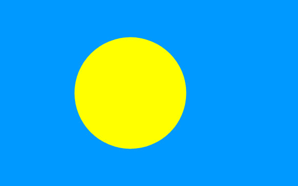 Palau Flag: a yellow circle on a blue background