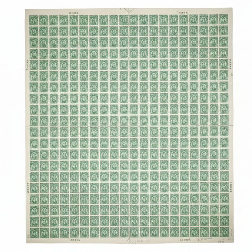 Sheet of green stamps / mint sheet: 1906 2-cent stamp of José Rizal issued by the Insular Government of the Philippine Islands, then a territory of the US