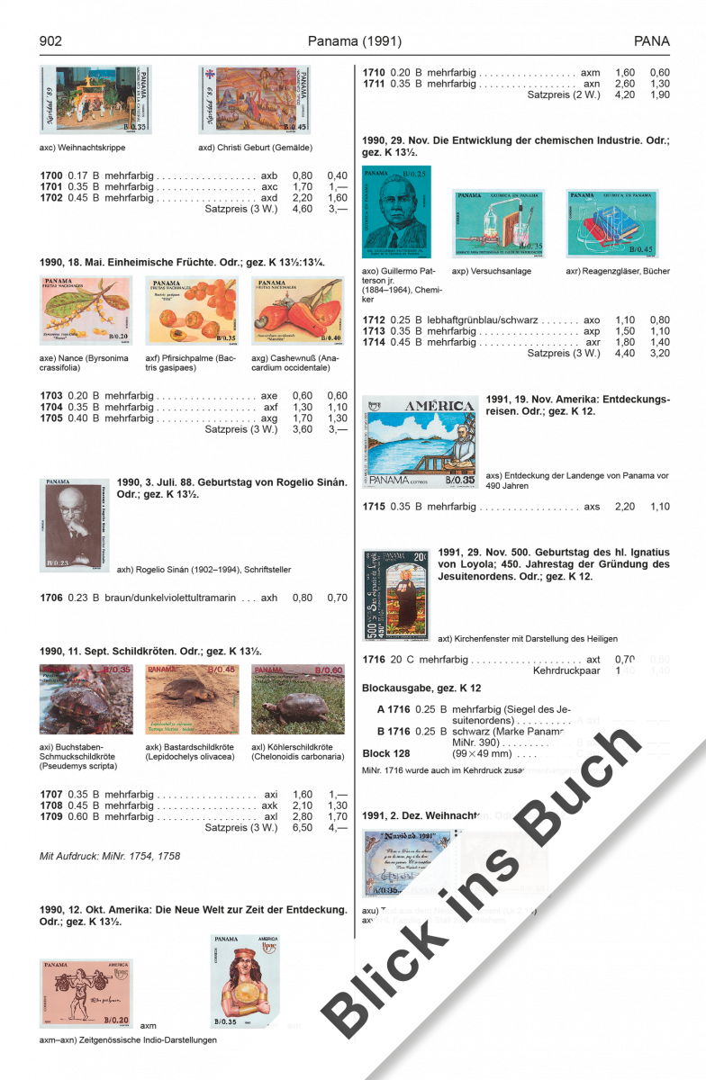 Page from a Michel stamp catalog featuring various stamps with text and numbers.