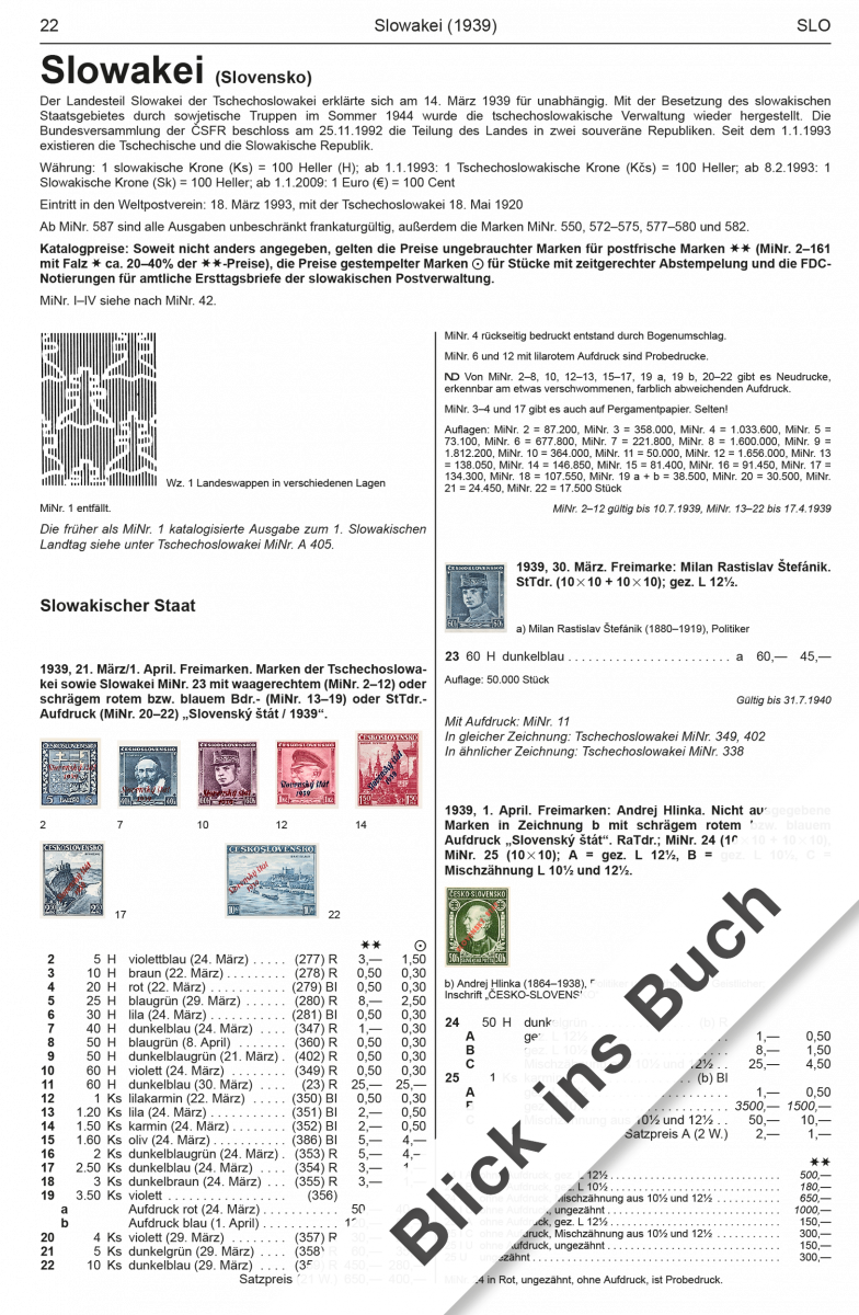 Page from a Michel stamp catalog featuring various stamps with text and numbers.