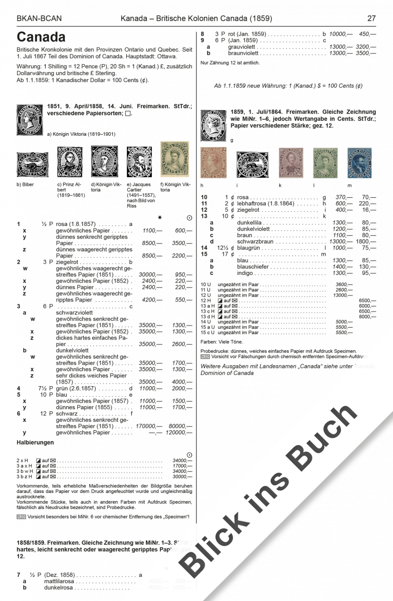 Page from a Michel stamp catalog featuring stamps of North America with text and numbers.
