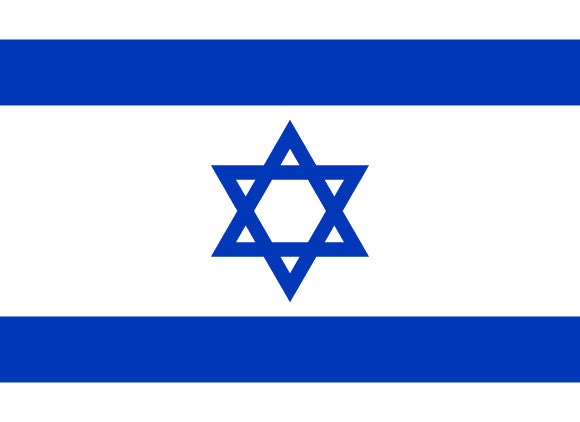 Flag of Israel with blue Star of David on a white background