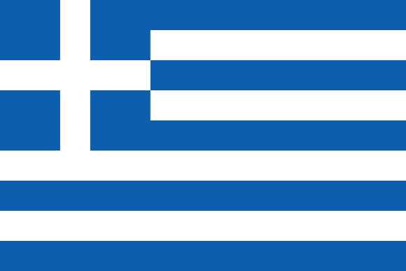 Flag of Greece with blue and white horizontal stripes and white cross