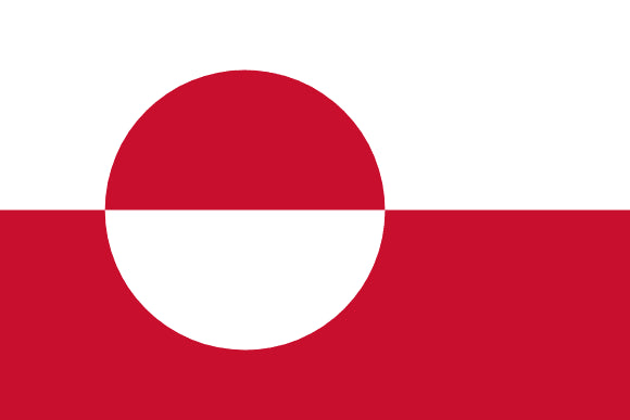 Greenland Flag: a half red, half white circle on a half red, half white background