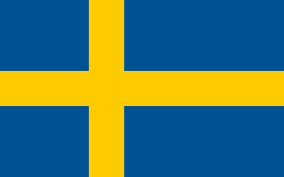 Swedish Flag with a yellow cross on a blue background
