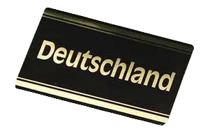 Black label with 'Deutschland' in gold for album spine labeling/organizing on a white background