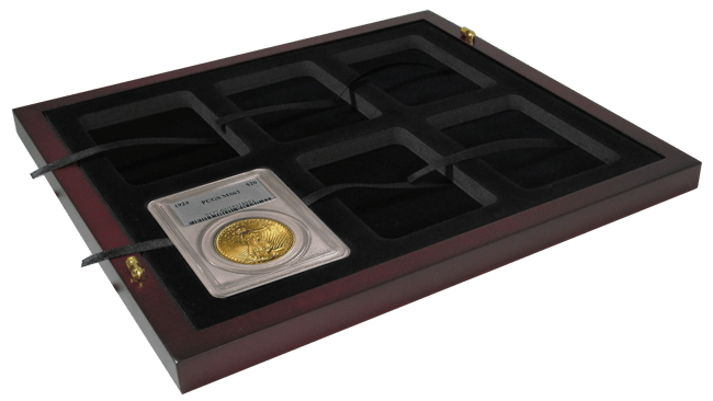 Wood Coin Slab Presentation Case - Holds 12 Certified Coin Slabs (PCGS, NGC, etc.)