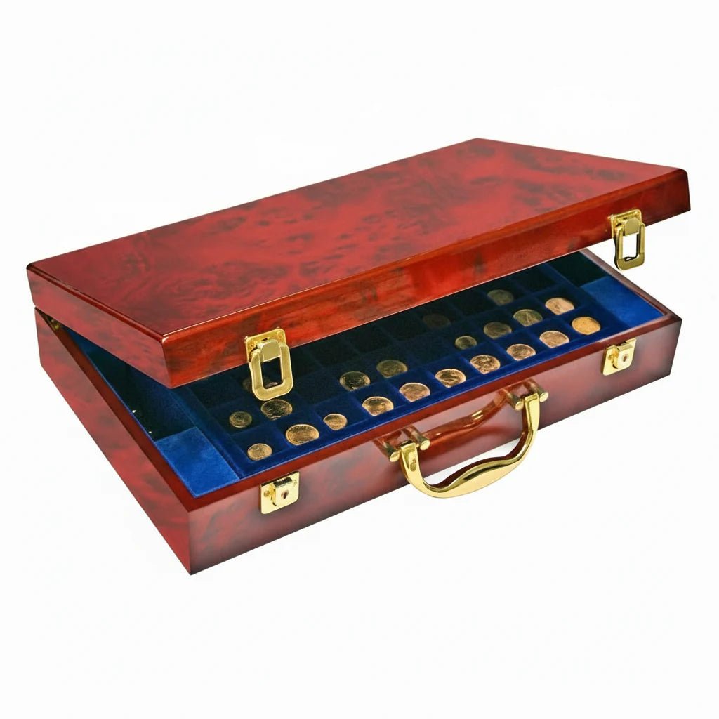 Wood Coin Display Boxes & Cases