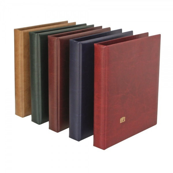 Set of five collector albums in the colors  red, blue, brown and green with the SAFE gold logo on the cover on a white background