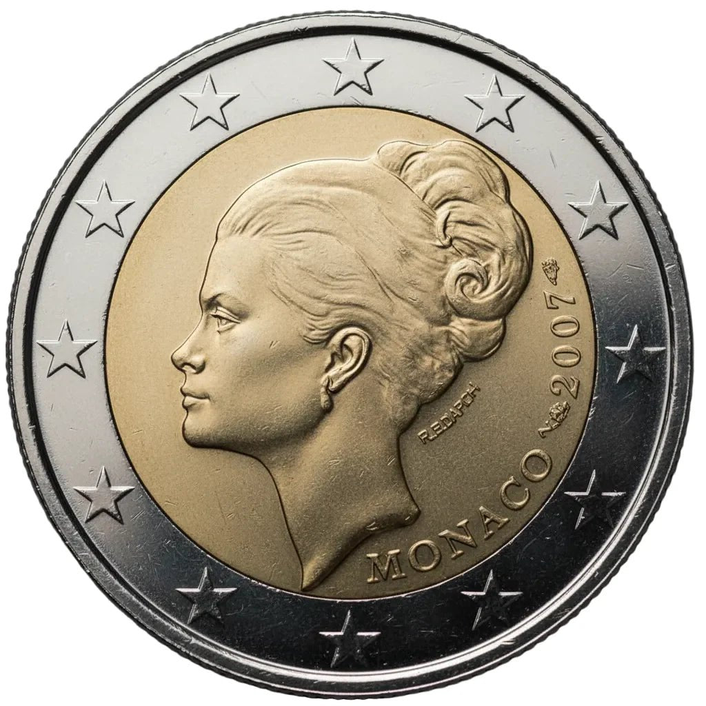 Monaco 2007 Euro coin with a profile of a person and star design