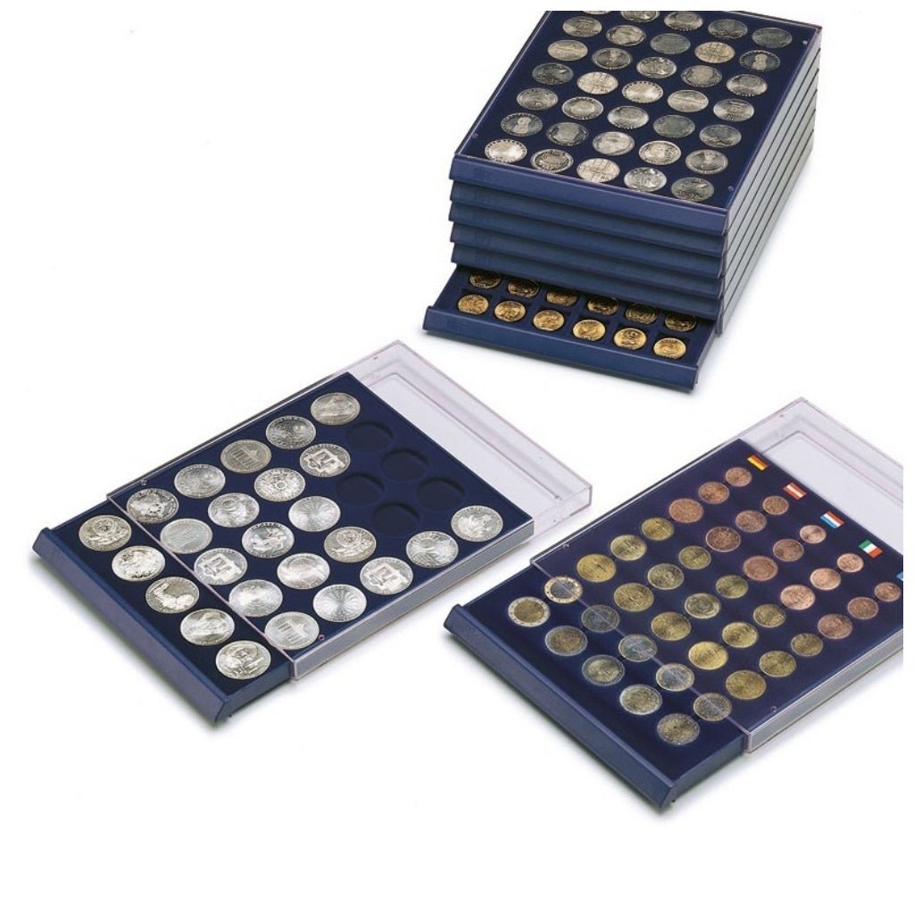 Nova acrylic stackable drawers offer transparent, modular coin storage for 2×2 flips, capsules, proof sets and more.