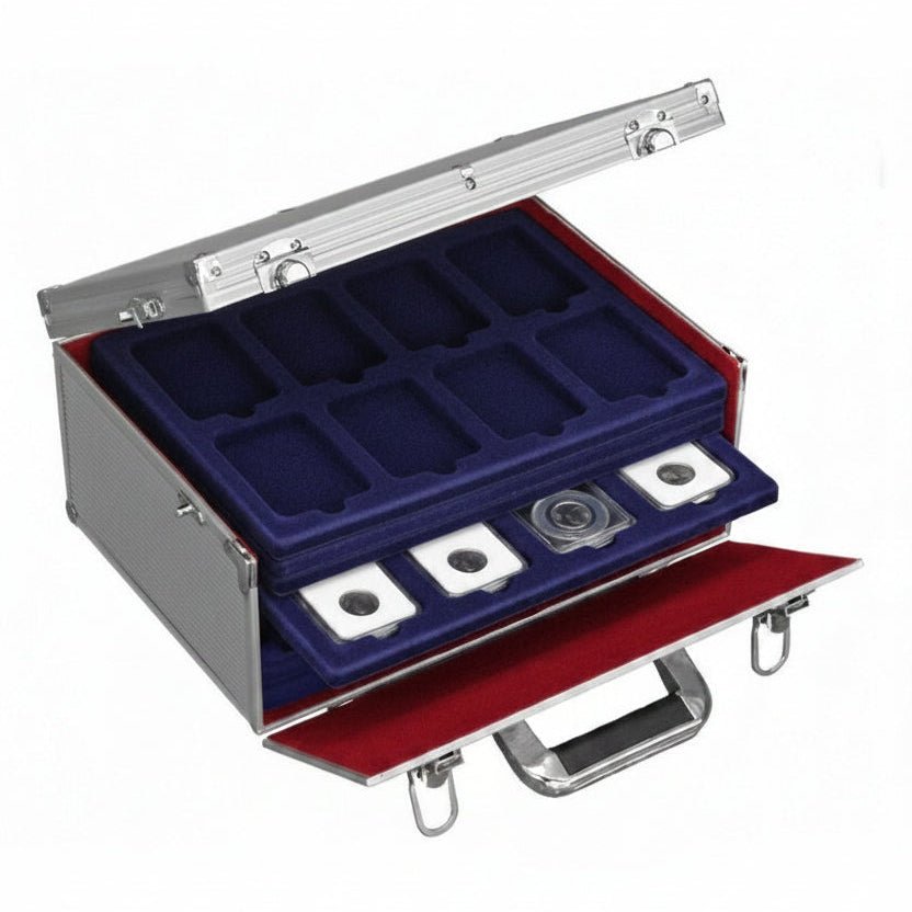 SAFE Diamant Jumbo aluminum briefcase for 80 graded coin slabs