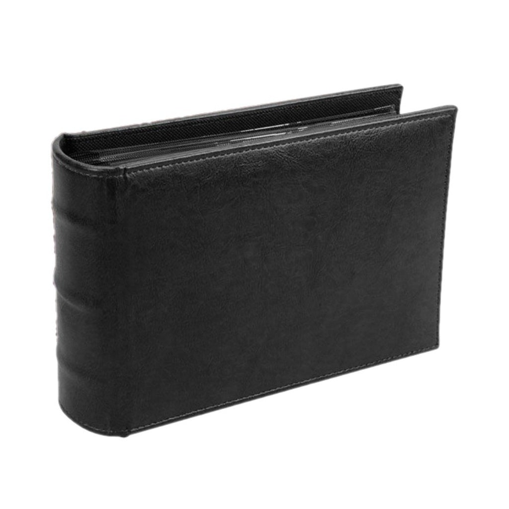 Black wide spine collector album on a white background