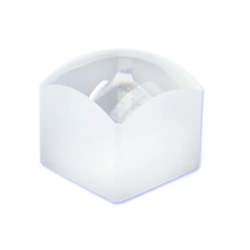 Clear solid glass bright field dome on a white background