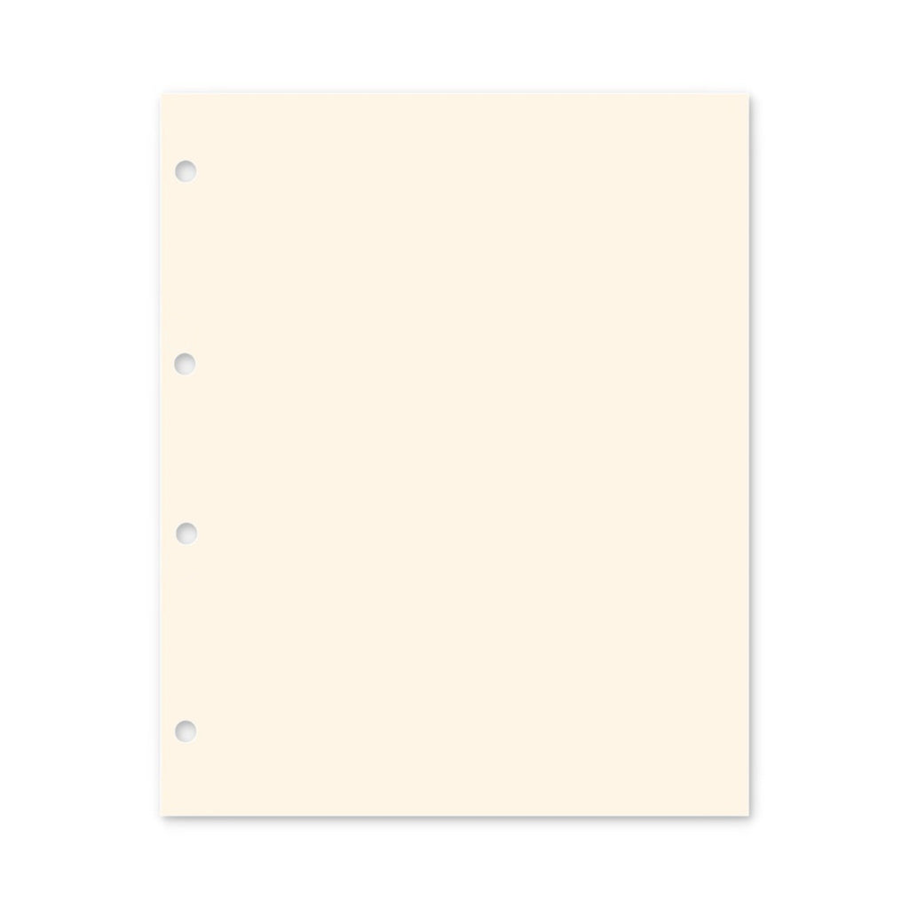 Cream colored illustration representing a stamp album exhibit page with holes on a white background