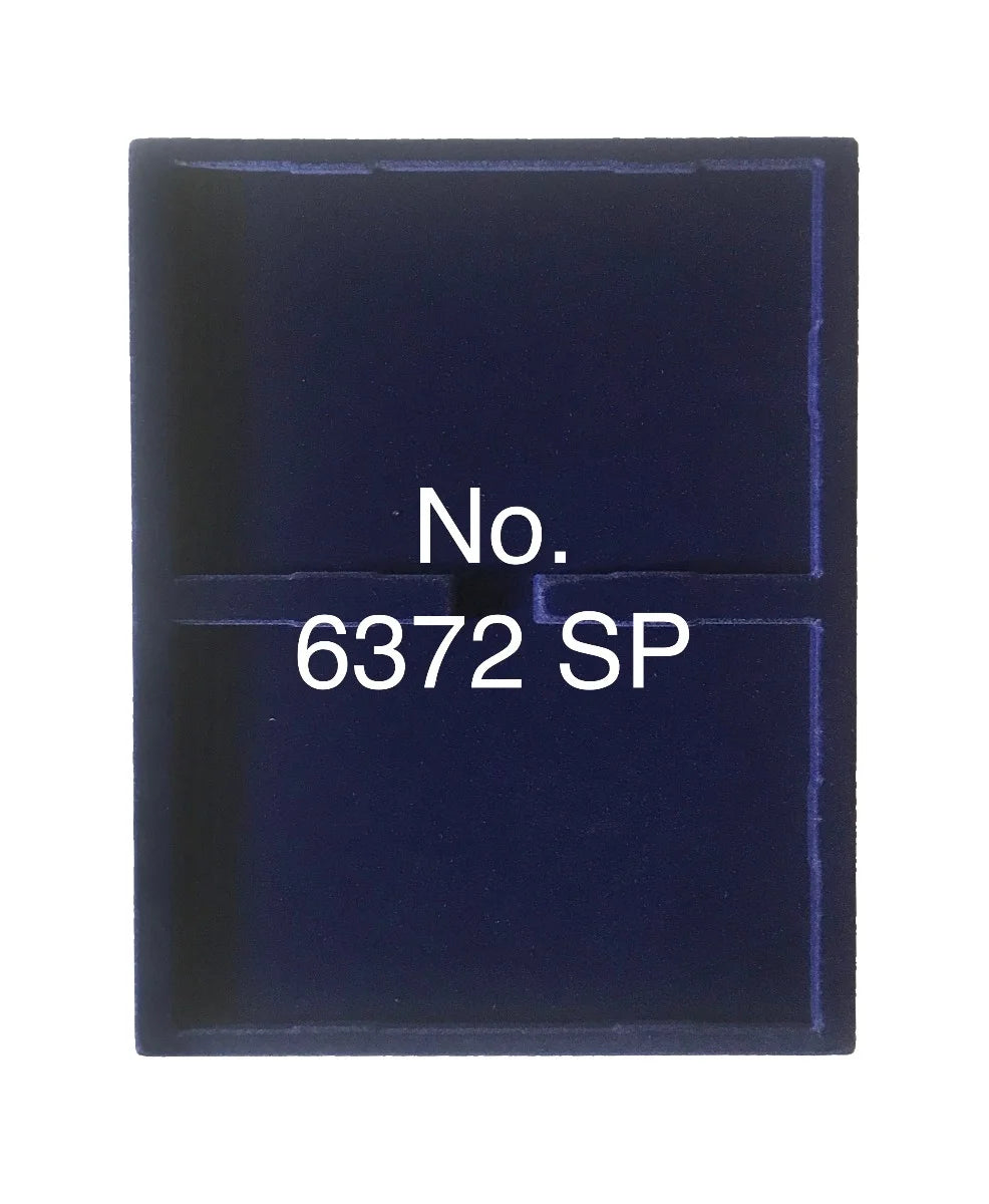 Overhead shot of a blue velvet tray and rectangular compartments for coin proof set collections and the product SKU written on a white background