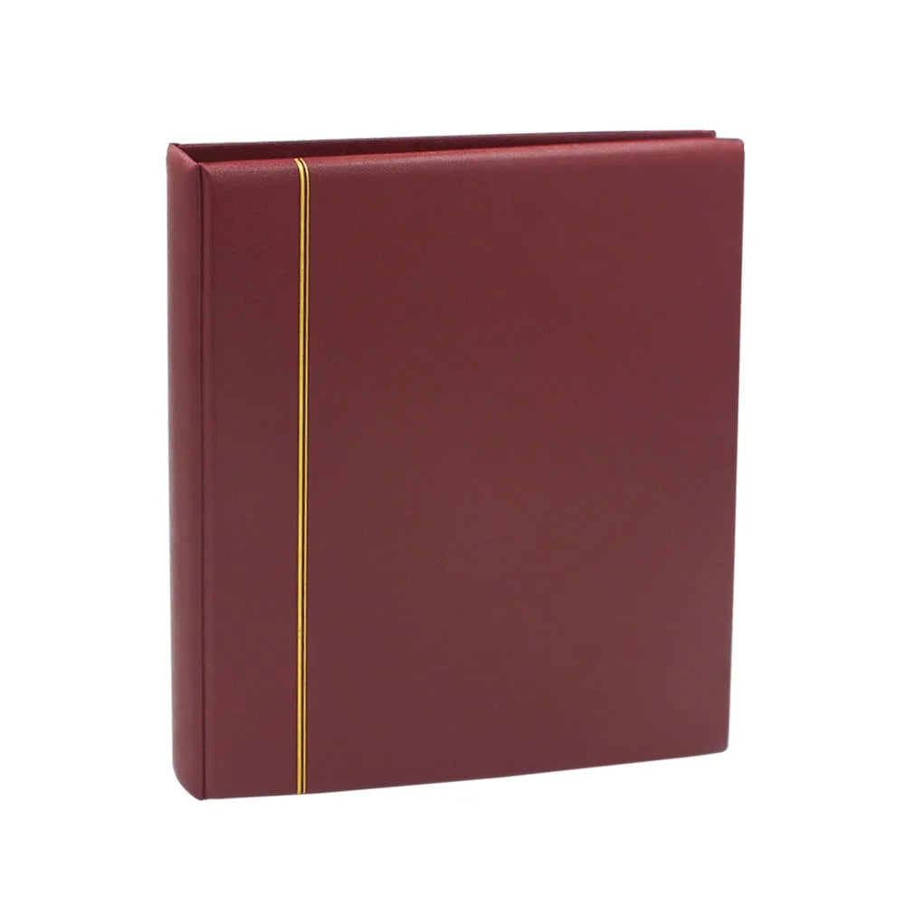 Wine red Morocco album with a gold embossed line on a white background