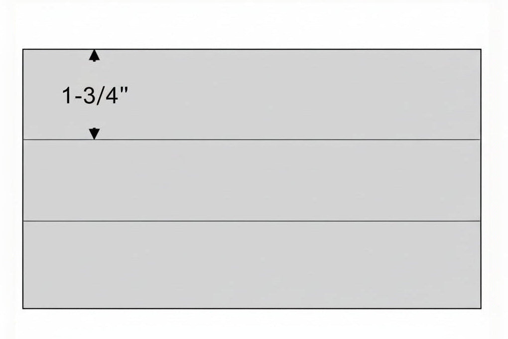 Light grey illustration representing a stamp approval card with the pocket dimensions on a white background