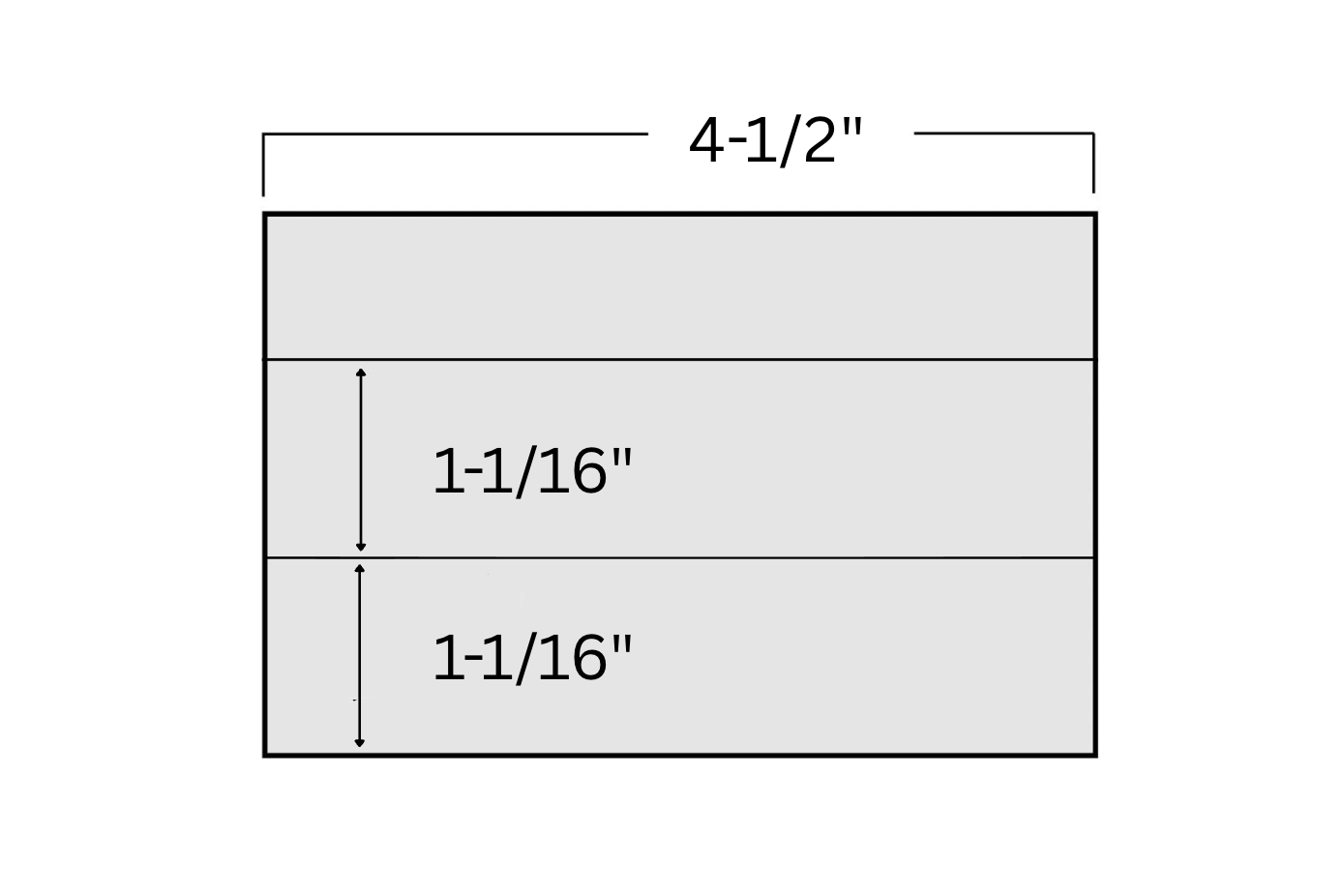 Grey illustration with measurements representing a stamp approval card on a white background