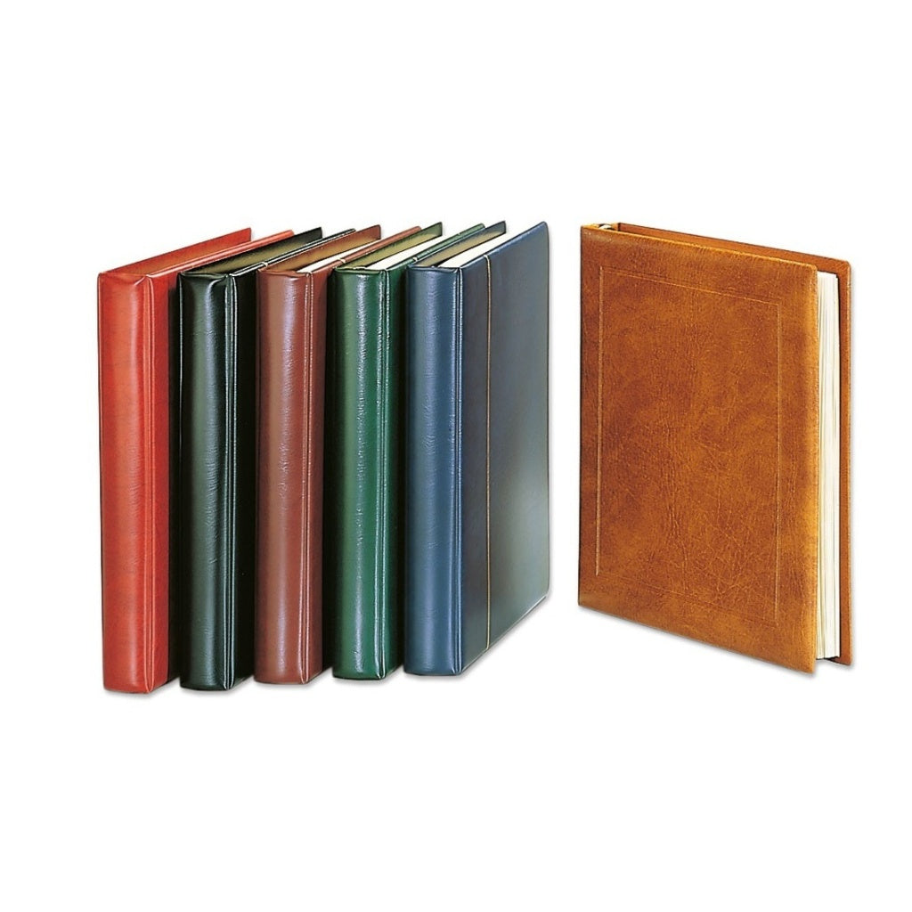 Set of collector albums in various colors on a white background