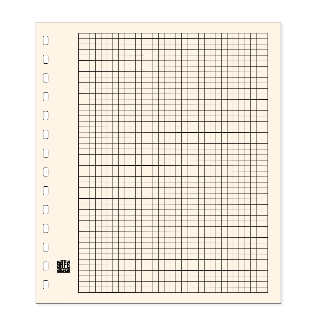 Illustration representing a cream album page with a black grid on a white background
